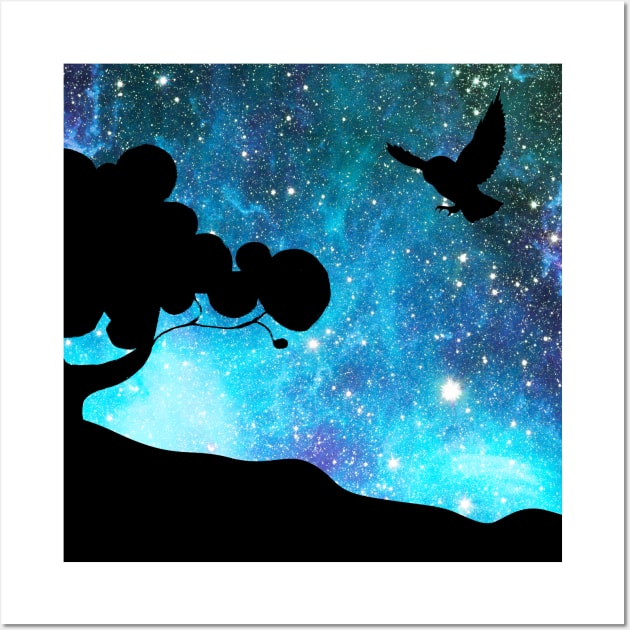 Owl and stars Wall Art by helengarvey